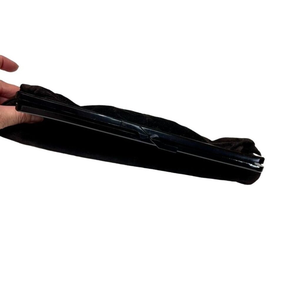 Hutzler's Baltimore Black Suede Clutch Purse with Bakelite Frame Made in Italy - Picture 6 of 10